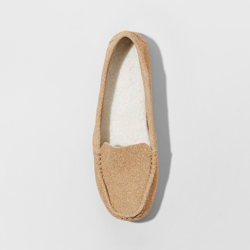 Suede Leather Slippers Women Slide On Tan Shoe NWT - Picture 3 of 5